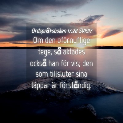 Picture 04 - Ordspråksboken 17:28 SV1917 - Om den oförnuftige tege, så aktades också han - Bible Verse Picture