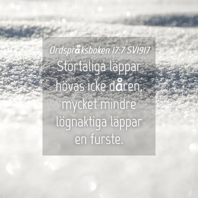 Picture 04 - Ordspråksboken 17:7 SV1917 - Stortaliga läppar hövas icke dåren, mycket - Bible Verse Picture
