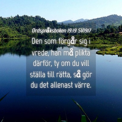 Picture 04 - Ordspråksboken 19:19 SV1917 - Den som förgår sig i vrede, han må plikta - Bible Verse Picture