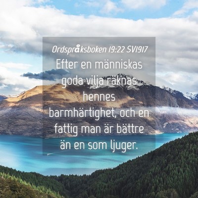 Picture 04 - Ordspråksboken 19:22 SV1917 - Efter en människas goda vilja räknas hennes - Bible Verse Picture