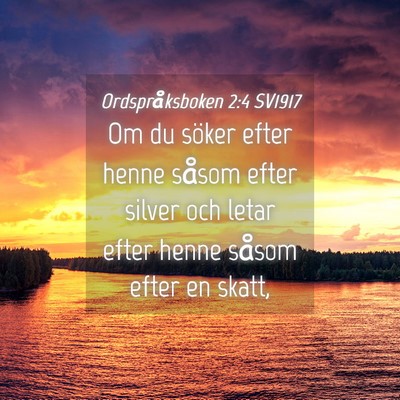 Picture 04 - Ordspråksboken 2:4 SV1917 - Om du söker efter henne såsom efter silver och - Bible Verse Picture