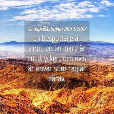 Picture 04 - Ordspråksboken 20:1 SV1917 - En bespottare är vinet, en larmare är - Bible Verse Picture