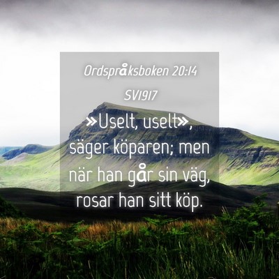 Picture 04 - Ordspråksboken 20:14 SV1917 - »Uselt, uselt», säger köparen; men när han - Bible Verse Picture