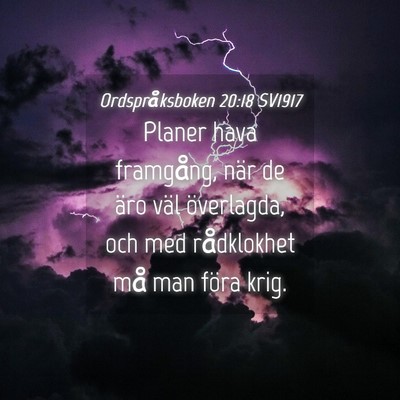 Picture 04 - Ordspråksboken 20:18 SV1917 - Planer hava framgång, när de äro väl - Bible Verse Picture