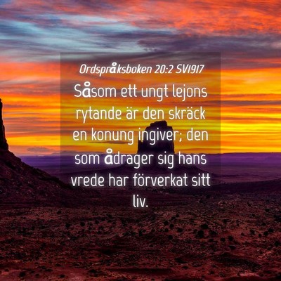 Picture 04 - Ordspråksboken 20:2 SV1917 - Såsom ett ungt lejons rytande är den skräck en - Bible Verse Picture