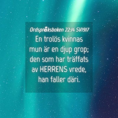 Picture 04 - Ordspråksboken 22:14 SV1917 - En trolös kvinnas mun är en djup grop; den som - Bible Verse Picture