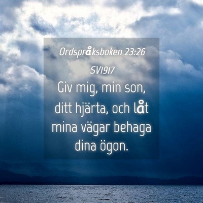 Picture 04 - Ordspråksboken 23:26 SV1917 - Giv mig, min son, ditt hjärta, och låt mina - Bible Verse Picture