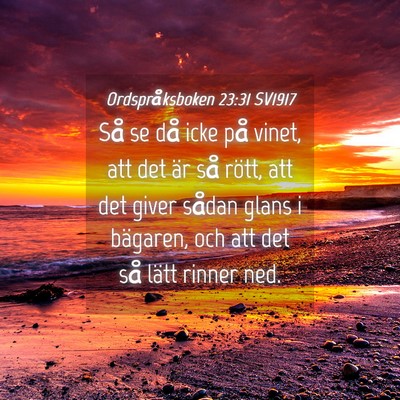 Picture 04 - Ordspråksboken 23:31 SV1917 - Så se då icke på vinet, att det är så rött, - Bible Verse Picture