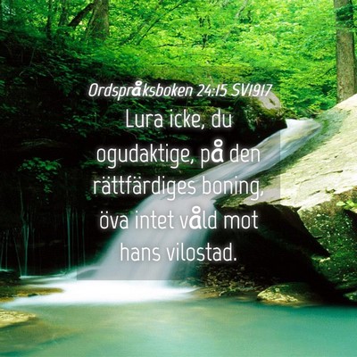 Picture 04 - Ordspråksboken 24:15 SV1917 - Lura icke, du ogudaktige, på den rättfärdiges - Bible Verse Picture