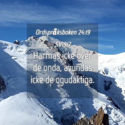 Picture 04 - Ordspråksboken 24:19 SV1917 - Harmas icke över de onda, avundas icke de - Bible Verse Picture