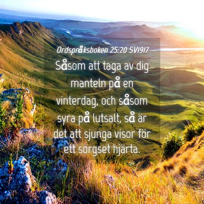 Picture 04 - Ordspråksboken 25:20 SV1917 - Såsom att taga av dig manteln på en vinterdag, - Bible Verse Picture