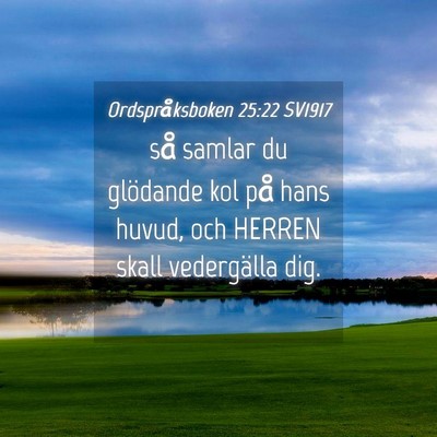 Picture 04 - Ordspråksboken 25:22 SV1917 - så samlar du glödande kol på hans huvud, och - Bible Verse Picture