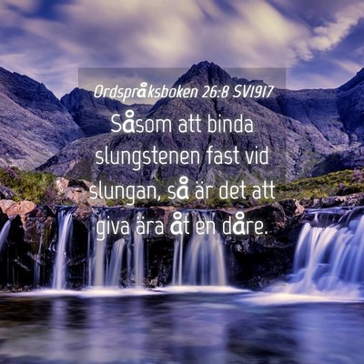 Picture 04 - Ordspråksboken 26:8 SV1917 - Såsom att binda slungstenen fast vid slungan, - Bible Verse Picture