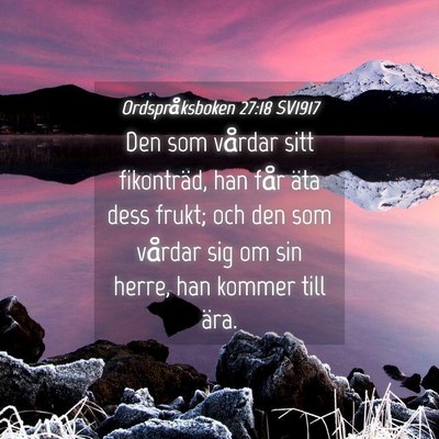 Picture 04 - Ordspråksboken 27:18 SV1917 - Den som vårdar sitt fikonträd, han får äta - Bible Verse Picture