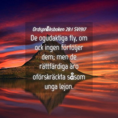 Picture 04 - Ordspråksboken 28:1 SV1917 - De ogudaktiga fly, om ock ingen förföljer dem; - Bible Verse Picture