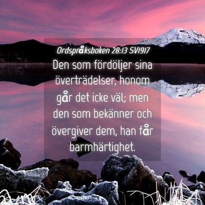 Picture 04 - Ordspråksboken 28:13 SV1917 - Den som fördöljer sina överträdelser, honom - Bible Verse Picture