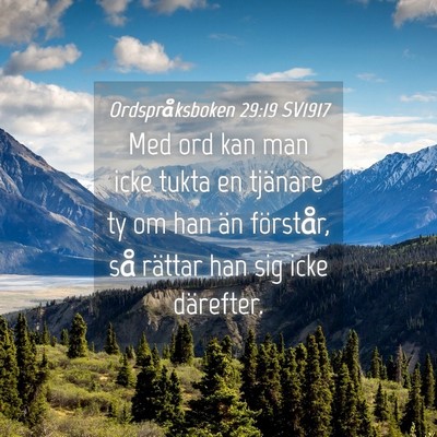 Picture 04 - Ordspråksboken 29:19 SV1917 - Med ord kan man icke tukta en tjänare ty om han - Bible Verse Picture