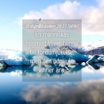 Picture 04 - Ordspråksboken 29:23 SV1917 - En människas högmod bliver henne till - Bible Verse Picture