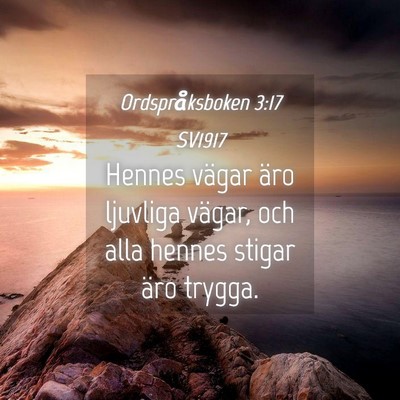 Picture 04 - Ordspråksboken 3:17 SV1917 - Hennes vägar äro ljuvliga vägar, och alla - Bible Verse Picture