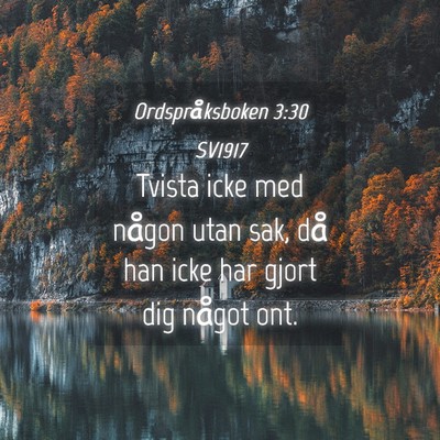 Picture 04 - Ordspråksboken 3:30 SV1917 - Tvista icke med någon utan sak, då han icke har - Bible Verse Picture