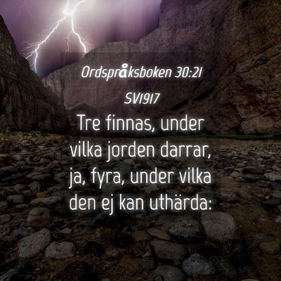 Picture 04 - Ordspråksboken 30:21 SV1917 - Tre finnas, under vilka jorden darrar, ja, fyra, - Bible Verse Picture