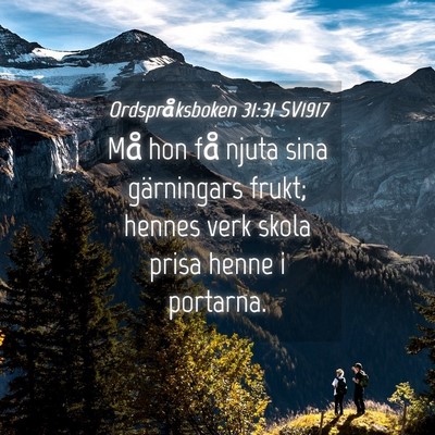 Picture 04 - Ordspråksboken 31:31 SV1917 - Må hon få njuta sina gärningars frukt; hennes - Bible Verse Picture