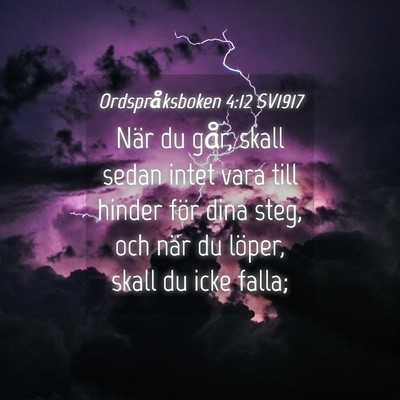 Picture 04 - Ordspråksboken 4:12 SV1917 - När du går, skall sedan intet vara till hinder - Bible Verse Picture