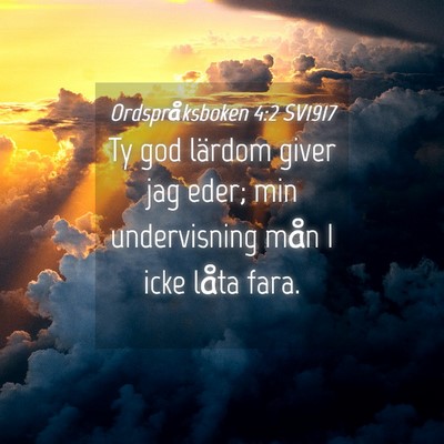Picture 04 - Ordspråksboken 4:2 SV1917 - Ty god lärdom giver jag eder; min undervisning - Bible Verse Picture