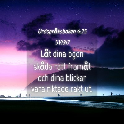 Picture 04 - Ordspråksboken 4:25 SV1917 - Låt dina ögon skåda rätt framåt och dina - Bible Verse Picture