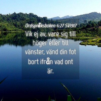 Picture 04 - Ordspråksboken 4:27 SV1917 - Vik ej av, vare sig till höger eller till - Bible Verse Picture