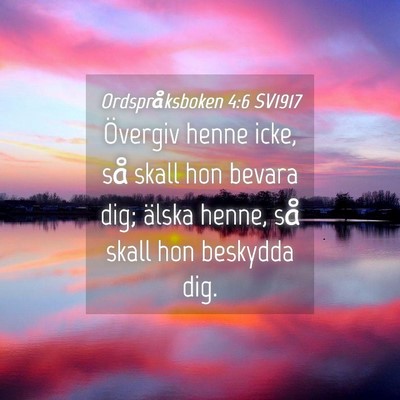 Picture 04 - Ordspråksboken 4:6 SV1917 - Övergiv henne icke, så skall hon bevara dig; - Bible Verse Picture