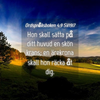 Picture 04 - Ordspråksboken 4:9 SV1917 - Hon skall sätta på ditt huvud en skön krans; - Bible Verse Picture