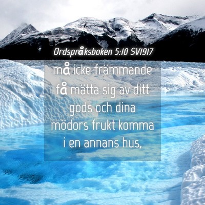 Picture 04 - Ordspråksboken 5:10 SV1917 - må icke främmande få mätta sig av ditt gods - Bible Verse Picture