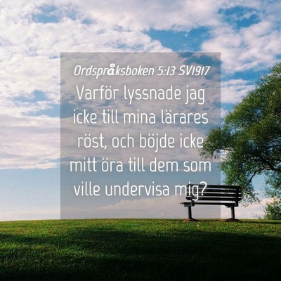 Picture 04 - Ordspråksboken 5:13 SV1917 - Varför lyssnade jag icke till mina lärares - Bible Verse Picture