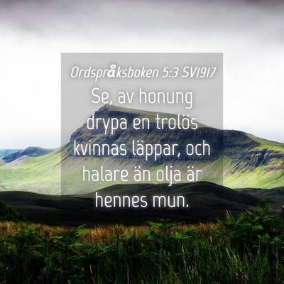 Picture 04 - Ordspråksboken 5:3 SV1917 - Se, av honung drypa en trolös kvinnas läppar, - Bible Verse Picture
