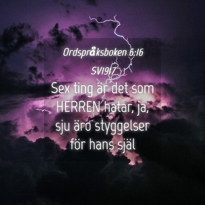 Picture 04 - Ordspråksboken 6:16 SV1917 - Sex ting är det som HERREN hatar, ja, sju äro - Bible Verse Picture