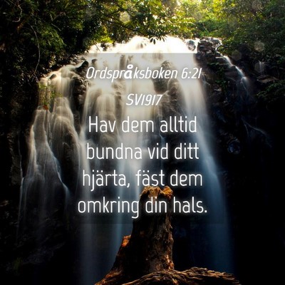 Picture 04 - Ordspråksboken 6:21 SV1917 - Hav dem alltid bundna vid ditt hjärta, fäst dem - Bible Verse Picture