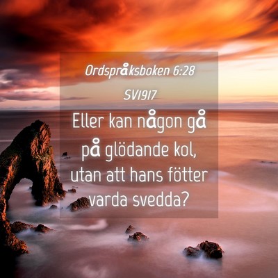 Picture 04 - Ordspråksboken 6:28 SV1917 - Eller kan någon gå på glödande kol, utan att - Bible Verse Picture