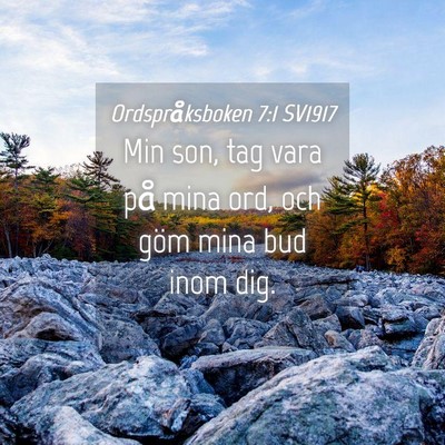 Picture 04 - Ordspråksboken 7:1 SV1917 - Min son, tag vara på mina ord, och göm mina bud - Bible Verse Picture