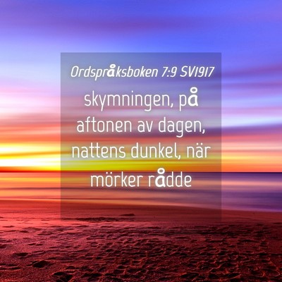 Picture 04 - Ordspråksboken 7:9 SV1917 - skymningen, på aftonen av dagen, nattens dunkel, - Bible Verse Picture