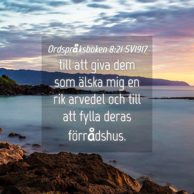 Picture 04 - Ordspråksboken 8:21 SV1917 - till att giva dem som älska mig en rik arvedel - Bible Verse Picture