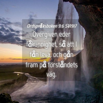 Picture 04 - Ordspråksboken 9:6 SV1917 - Övergiven eder fåkunnighet, så att I fån - Bible Verse Picture