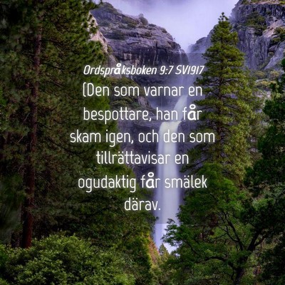 Picture 04 - Ordspråksboken 9:7 SV1917 - (Den som varnar en bespottare, han får skam - Bible Verse Picture