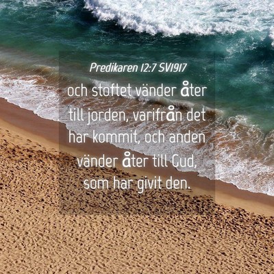 Picture 04 - Predikaren 12:7 SV1917 - och stoftet vänder åter till jorden, varifrån - Bible Verse Picture