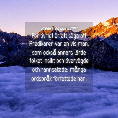 Picture 04 - Predikaren 12:9 SV1917 - För övrigt är att säga att Predikaren var en - Bible Verse Picture