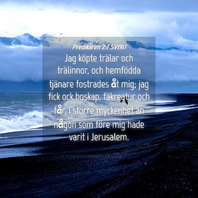 Picture 04 - Predikaren 2:7 SV1917 - Jag köpte trälar och trälinnor, och hemfödda - Bible Verse Picture