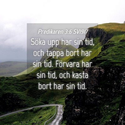 Picture 04 - Predikaren 3:6 SV1917 - Söka upp har sin tid, och tappa bort har sin - Bible Verse Picture