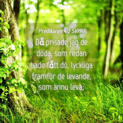 Picture 04 - Predikaren 4:2 SV1917 - Då prisade jag de döda, som redan hade fått - Bible Verse Picture