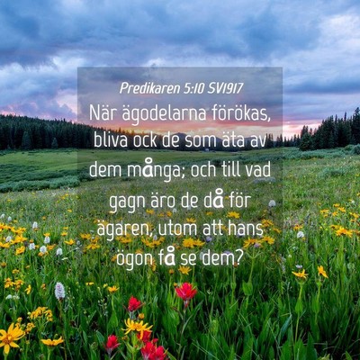 Picture 04 - Predikaren 5:10 SV1917 - När ägodelarna förökas, bliva ock de som äta - Bible Verse Picture