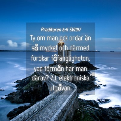 Picture 04 - Predikaren 6:11 SV1917 - Ty om man ock ordar än så mycket och därmed - Bible Verse Picture